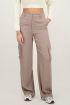 Taupe cargo wide leg trousers in satin look | My Jewellery