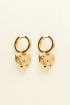 Universe hoop earrings with heart charm and multicoloured rhinestones | My Jewellery