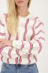 White sweater ajour with red and pink stripes | My Jewellery