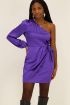 Purple satin one-shoulder wrap dress | My Jewellery