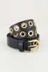 Zwarte leren riem met goudkleurige ringen | My Jewellery