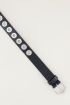 Zwarte leren riem met metalen ringen, zwarte leren riem