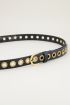 Zwarte leren riem met goudkleurige ringen | My Jewellery