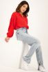 Rode blouse linnen look