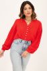 Rode blouse linnen look