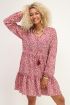 Rode jurk met gevlekte print