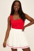 Rode top met rib & vierkante hals | My Jewellery