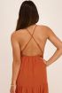 Roestbruine maxi jurk met spaghettibandjes & open rug | My Jewellery