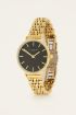 Rond horloge met schakels & zwarte wijzerplaat | My Jewellery
