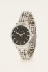 Rond horloge met schakels & zwarte wijzerplaat | My Jewellery