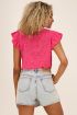 Roze bloemenprint top met smock & ruffles | My Jewellery