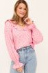 Roze blouse met kraag & stippen | My Jewellery