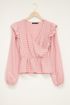 Roze wrap top met ruffles