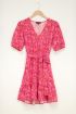 Roze jurk met pofmouw fuchsia rood