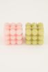 Roze kaarsen set met bolletjes
