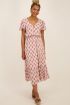 Roze maxi jurk met diepe V-hals & print | My Jewellery