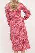 Roze midi jurk met rode bloemen