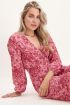 Roze midi jurk met rode bloemen