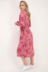 Roze midi jurk met rode bloemen