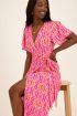 Roze midi wikkeljurk met aztec print | My Jewellery