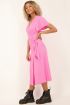 Roze midi wikkeljurk met vlindermouw | My Jewellery