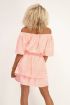 Roze off shoulder jurk met ruitjes