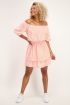 Roze off shoulder jurk met ruitjes