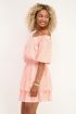 Roze off shoulder jurk met ruitjes