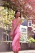 Roze slipdress met watervalhals, slipdress