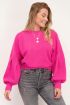 Roze sweater met kabels