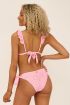 Roze triangel bikini top met bloemenprint & ruffles | My Jewellery