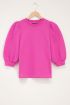 Roze trui met driekwart pofmouw