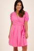 Roze wikkeljurk met pofmouw | My Jewellery