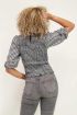 Zwart-wit checked top met pofmouw