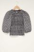 Zwart-witte checked top