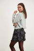 Grijsblauwe oversized trui met col, coltrui
