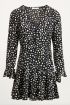 Black leopard dress with buttons, dalmatian print dress