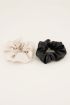 Scrunchie zwart & beige leatherlook set | My Jewellery