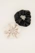 Scrunchie zwart & beige leatherlook set | My Jewellery