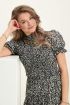Zwart-witte top met smock & cheetah