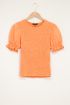 Oranje smock top met pofmouw