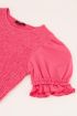 Roze smock top met ruffle pofmouw