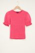 Roze smock top met ruffle pofmouw