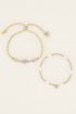 Souvenir multikleur armband set met parels & bedel