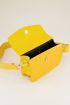 Gele schoudertas slangenprint brede strap, slangenprint tas