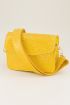 Gele schoudertas slangenprint brede strap, slangenprint tas