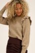 Taupe trui met ruffle schouder | My Jewellery