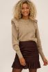 Taupe trui met ruffle schouder | My Jewellery