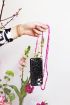Telefoonkoord roze kralen