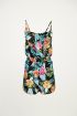 Playsuit zwart bloemen, jumpsuit kort